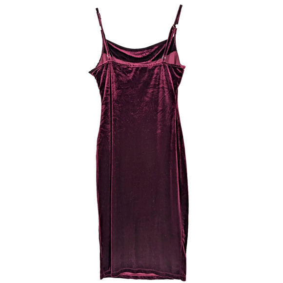 1 State Burgundy Port Velvet Bias Cut Cowl Neck Midi Slip Dress Y2K Glam Medium - Picture 8 of 13